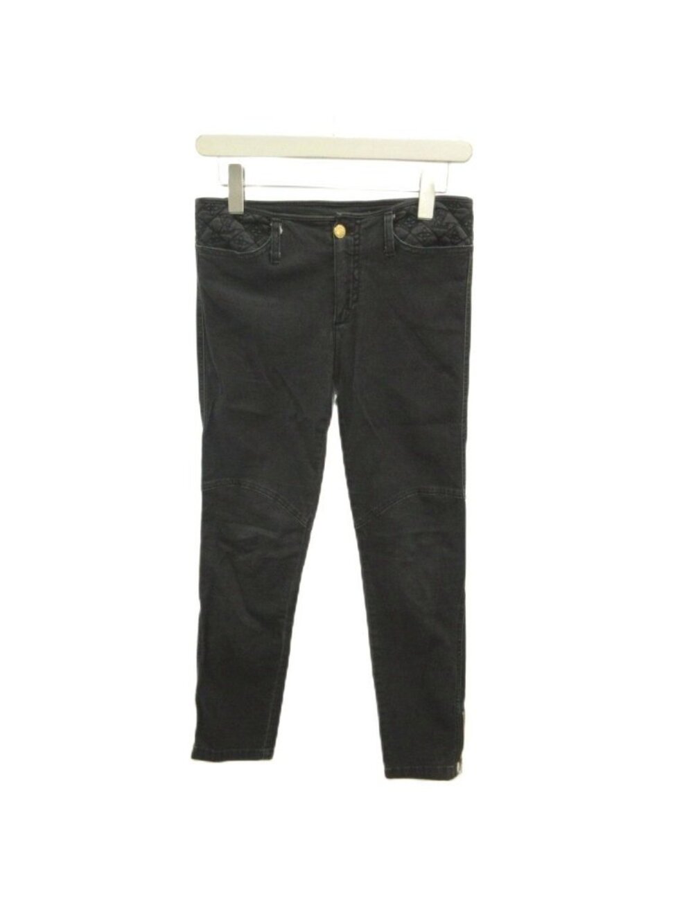 Louis Vuitton Monogram Quilted Denim Jeans Pants Black Full Length 36